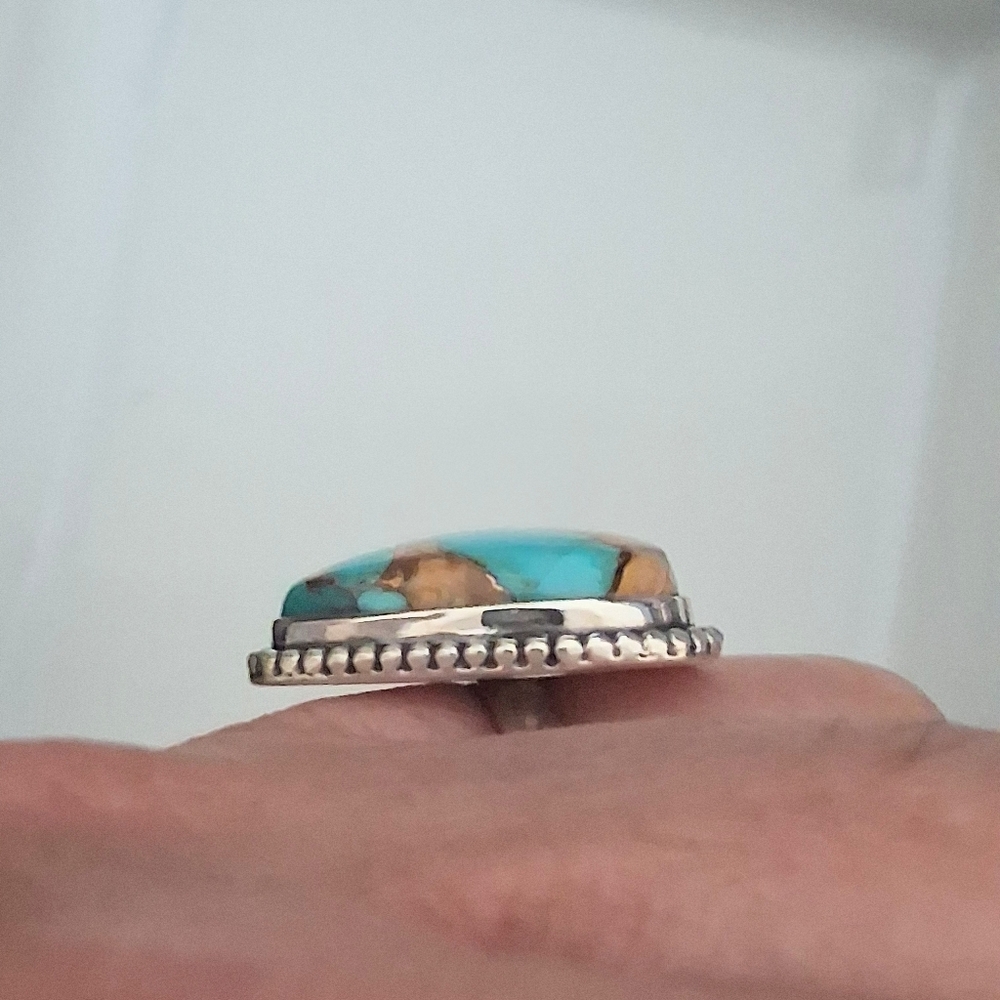 SPINY OYSTER TURQUOISE HEART RING 925 STERLING SILVER SIZE 7 - Picture 4 of 6